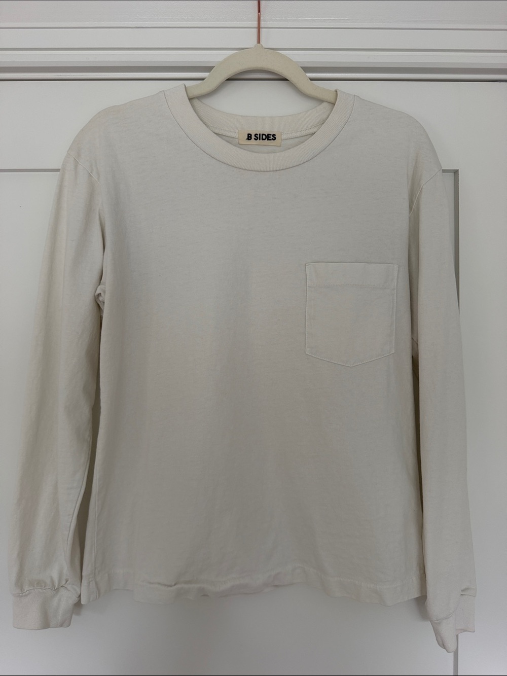 B SIDES Cream Long-Sleeve Pocket Tee - Women’s Casual Crew